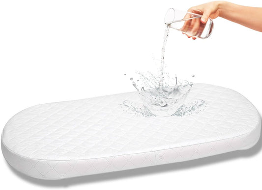 Baby Bassinet Mattress Pad Oval for Newborn Comfort Breathable Easy Clean Hypoallergenic Waterproof Made in USA