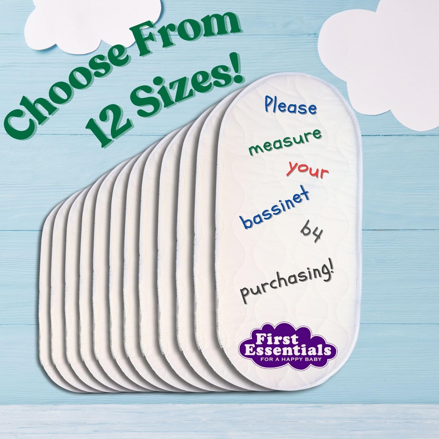 baby trend bassinet mattress size Baby Bassinet Mattress Pad Oval for Newborn Comfort Breathable Easy Clean Hypoallergenic Waterproof Made in USA 17x34x2 / Oval / Contact Us (cs@